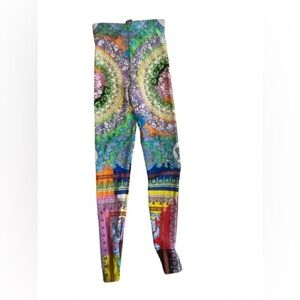 Versace Multicolor Baroque Floral Print Leggings